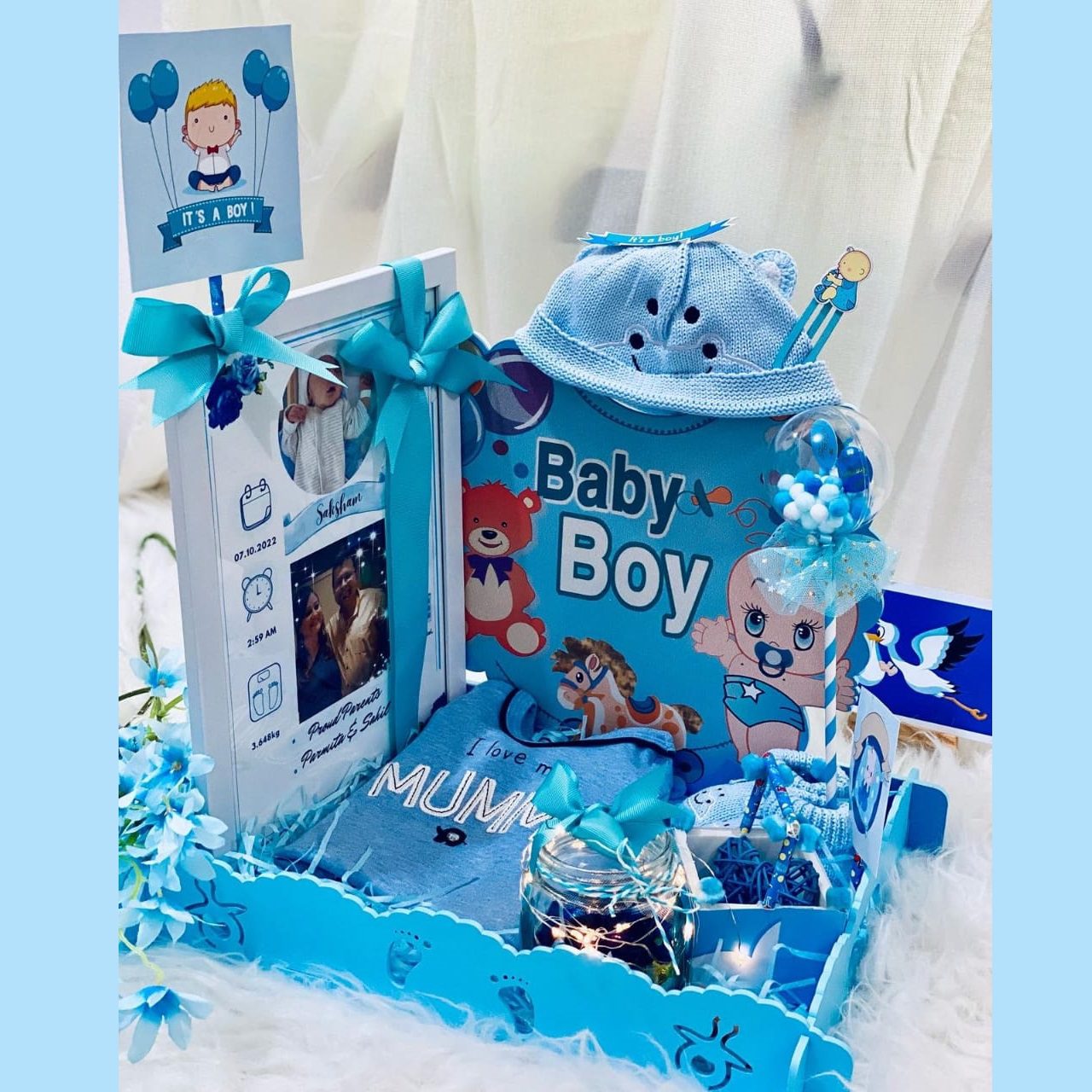 Box Basket Baby Hamper - (Pink and Blue) – Between Boxes Gifts